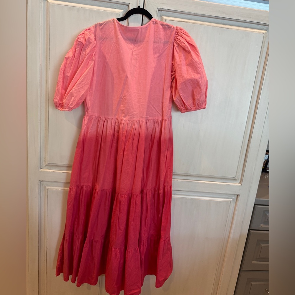 Oliphant Ombré Puff Sleeve V neck Maxi Size L - Picture 2 of 4